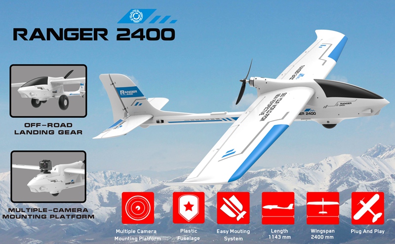 Volantex-バッテリーなしのRangerエアガン,モデ - Rc Plane Hobby Zone のレビューと価格